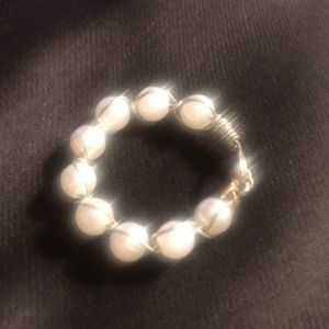 love, Savvy Handcrafted Braided Wire Pearl Beaded Ring